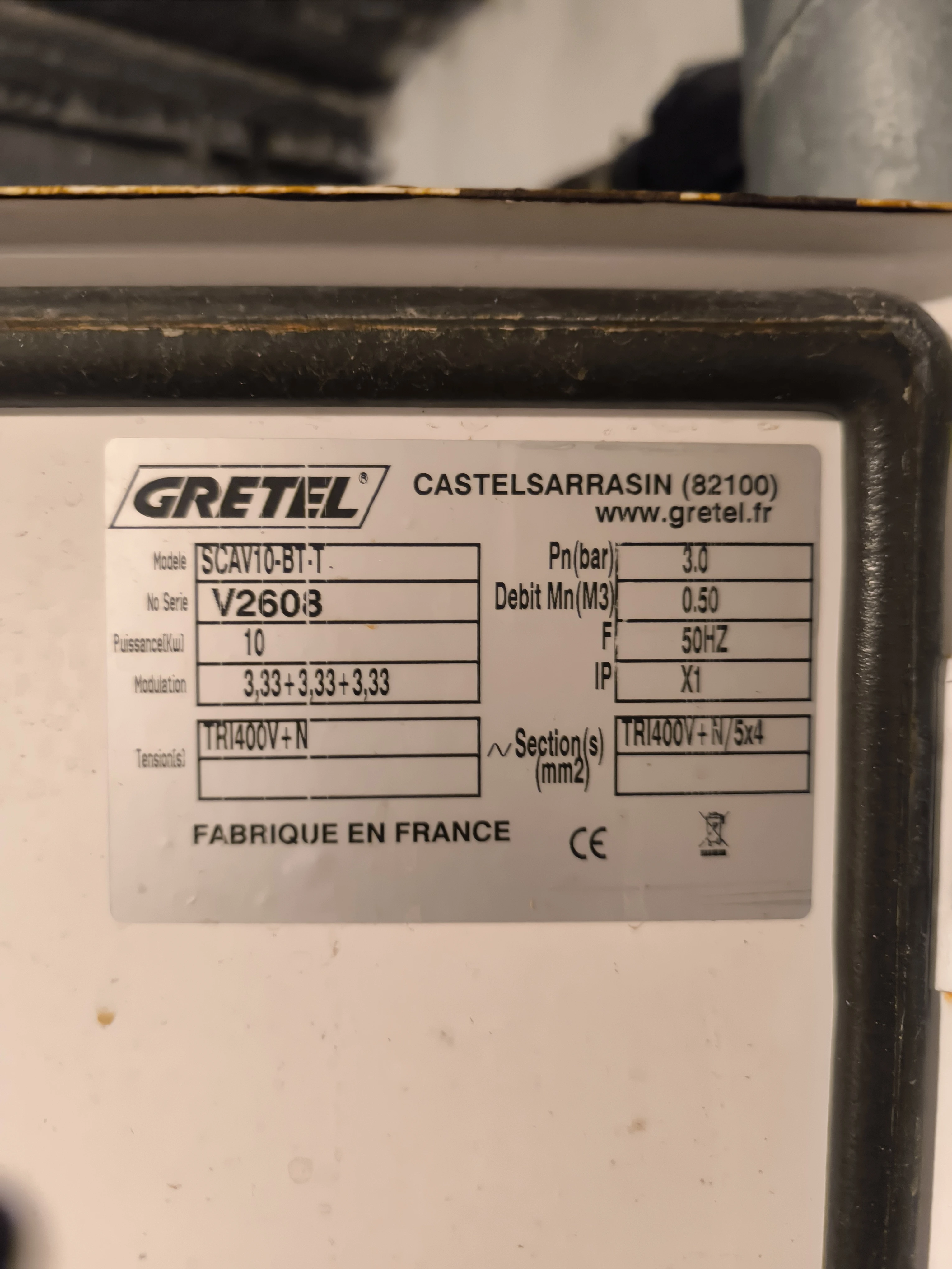Technical label of Gretel electrical component - Electricity service Nice Carré d'Or